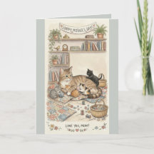 Mother's Day Cat and Kittens 