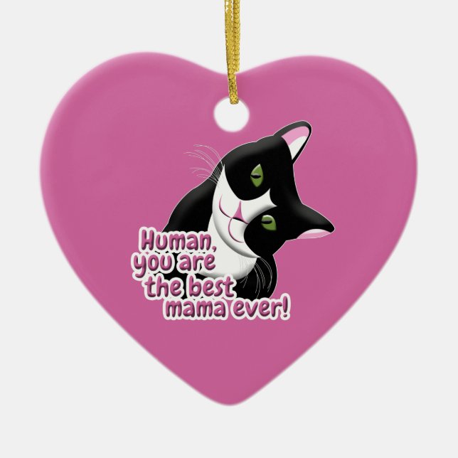 Mother's Day Cat Ceramic Ornament (Front)