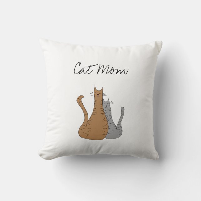 Mother's Day Cat Mom Cute Throw Pillow (Front)