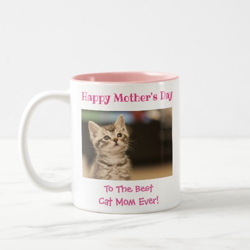Mothers Day Cat Mom Worlds Best Ever Pet Photo Two_Tone Coffee Mug