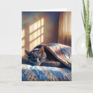 Mother's Day Cat Napping Under a Quilt Card
