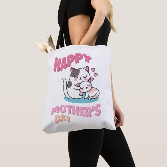 Mother's Day cats, kawaii style Tote Bag (Close Up)