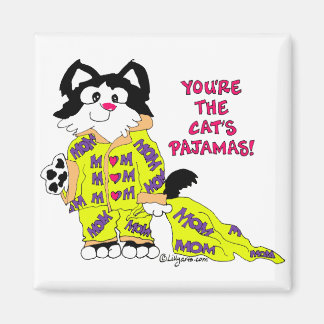 Mother's Day Cat's Pajamas Square Magnet Cat Fun