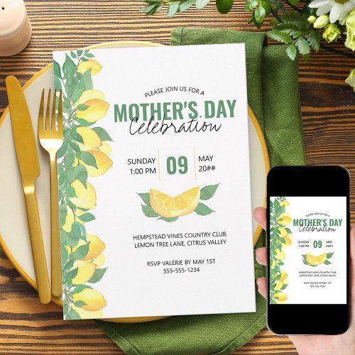Mothers Day Celebration Citrus Lemons Invitation