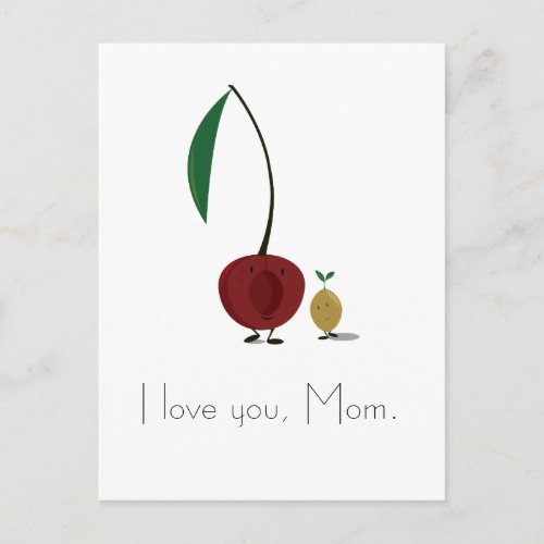 Mothers Day cherry and cherry pit characters Postcard