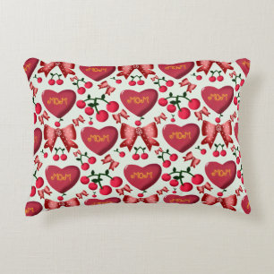 Mother's day cherry bow pattern gift accent pillow