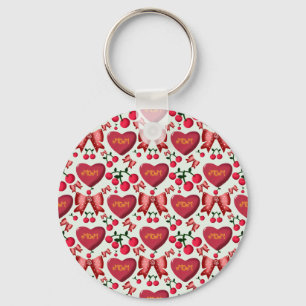 Mother's day cherry bow pattern gift  keychain