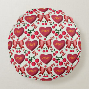 Mother's day cherry bow pattern gift  round pillow