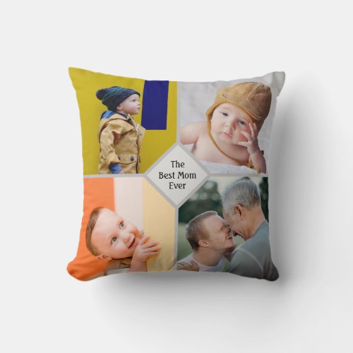 Mothers Day Chic Modern Mom Family Photo Collage Throw Pillow