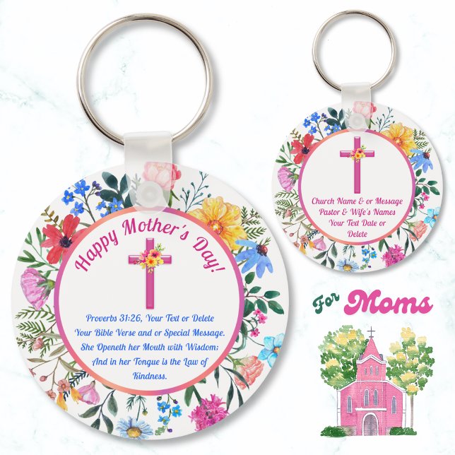 Mother's Day Church Gift Ideas, Proverbs 31:26 or  Keychain (Catholic mom gifts. Mother's Day ideas for church ladies. Small Mother's Day gifts for church ladies)
