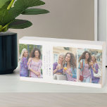 Mother's Day Collage with 3 Photos and Custom Text Wooden Box Sign<br><div class="desc">Mother's Day photo wood block - or customize for any other occasion! The template is set up ready for you to add up to 3 photos, displayed as 3x vertical portrait format. The design is lettered with Happy Mother's Day ♥ Year .. and you are welcome to edit this as...</div>