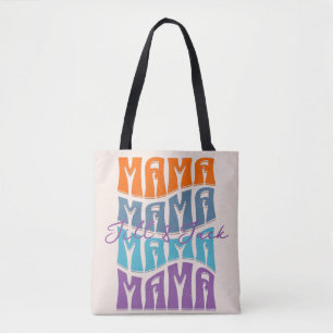 Mother's Day Colorful Typography Mama Kids Name Tote Bag