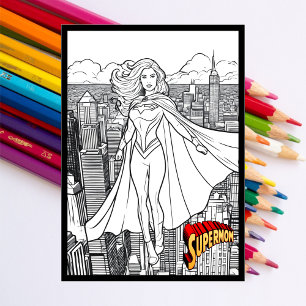 Mother's Day Coloring From Kids Superhero Card