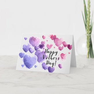 Mother's Day - Contemporary Watercolor Hearts Card