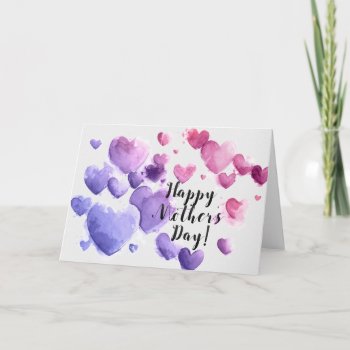 Mother's Day - Contemporary Watercolor Hearts Card by steelmoment at Zazzle