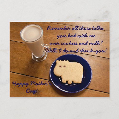 Mothers Day Cookies And Milk Postcard