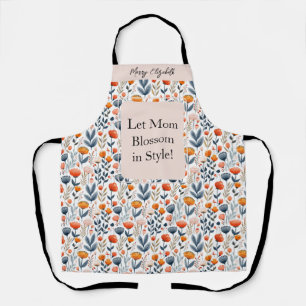 Mother's Day Cooking Skandinavian Floral Name Apron