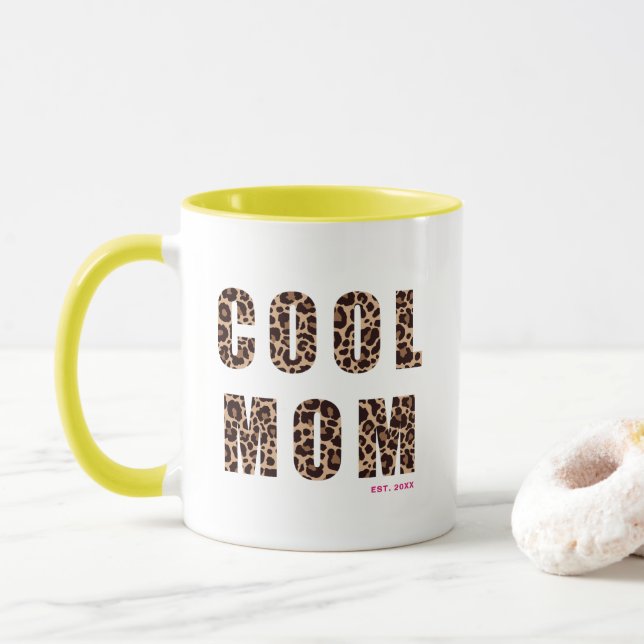 Mother's Day Cool Mom Leopard Print Year  Mug (With Donut)