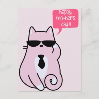 Mother's Day - Cool Pink Cat Postcard