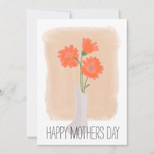 Mother's Day Coral Florals Brush Stroke Card