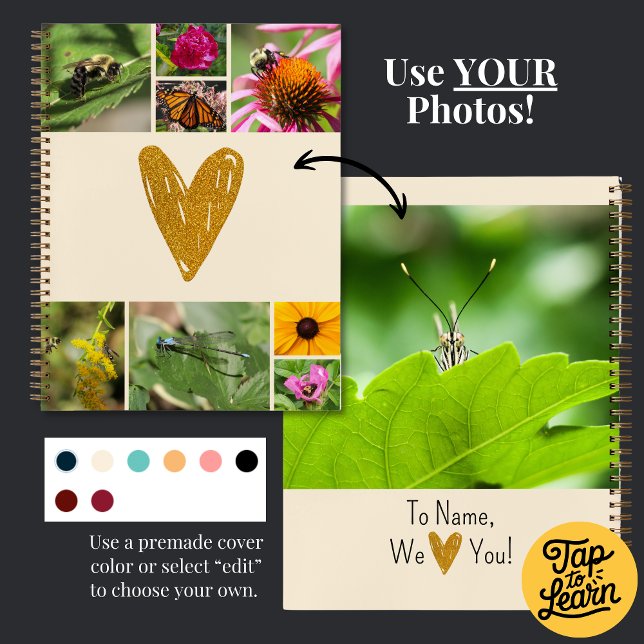 Mother's Day Create Your Own Photo Collage Cream Notebook (DIY Stationery Spiral Notebook Journal with so many ways to customize! Photos, colors, text & more)