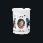 Mothers Day Custom 3 Photo Collage Beverage Pitcher<br><div class="desc">Introducing our heartfelt Beverage Pitcher for Mother's Day, designed to elevate Mom's gatherings with love and memories. Crafted with care and attention to detail, this pitcher is more than just a container for her favorite drinks—it's a personalized tribute to the extraordinary mom in your life. Featuring a unique cut-out design,...</div>