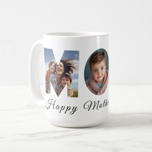 Mothers Day Custom 3 Photo Collage Coffee Mug