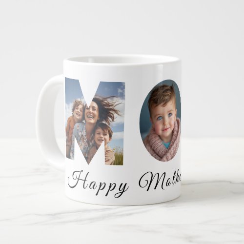 Mothers Day Custom 3 Photo Collage Giant Coffee Mug