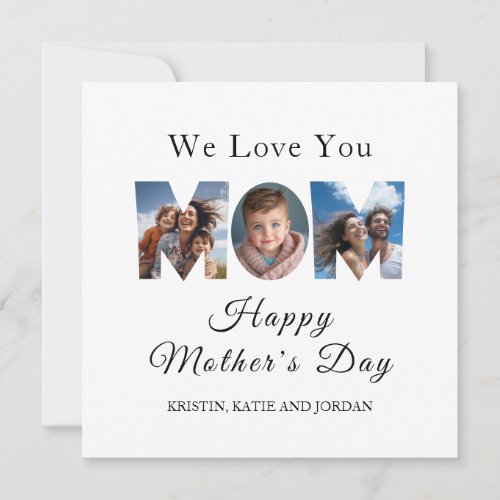 Mothers Day Custom 3 Photo Collage Holiday Card