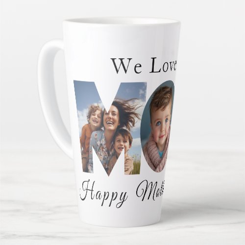 Mothers Day Custom 3 Photo Collage Latte Mug