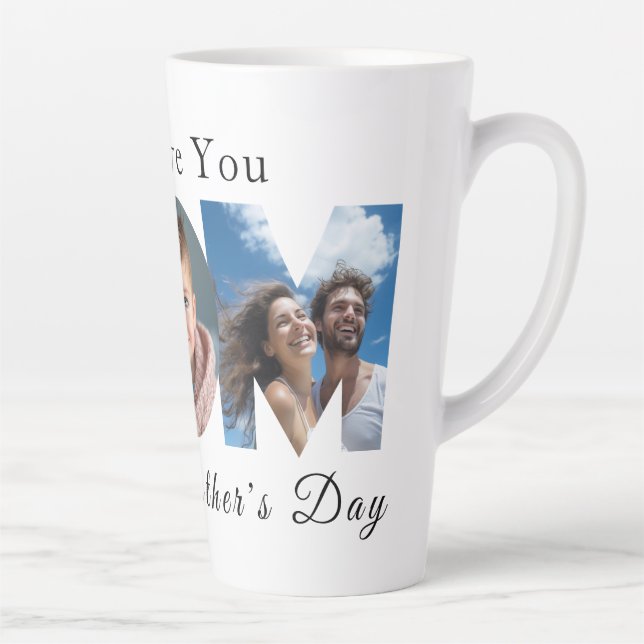 Mothers Day Custom 3 Photo Collage Latte Mug (Right)