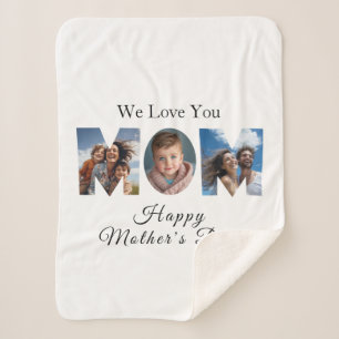 Mothers Day Custom 3 Photo Collage Sherpa Blanket