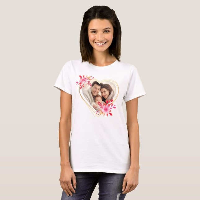 Mother's Day Custom Happy Family Photo Mommy T-Shirt (Front Full)