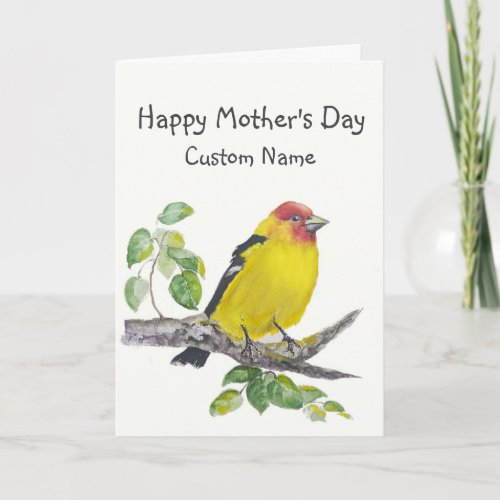 Mother's Day Custom Name Western Tanager Bird Card
