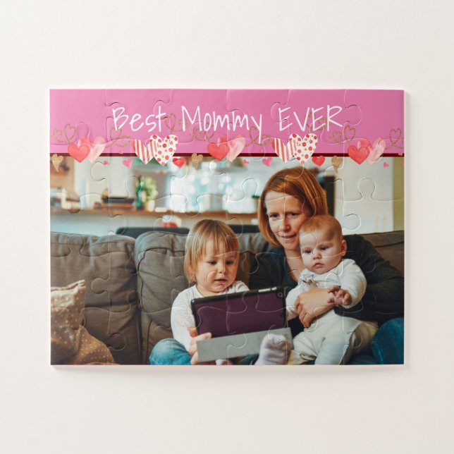 Mothers Day Custom Photo Best Mommy Ever Cute Jigsaw Puzzle (Horizontal)