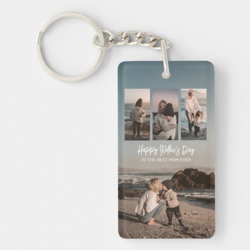 Mothers Day Custom Photo Collage Best Mom Ever Keychain