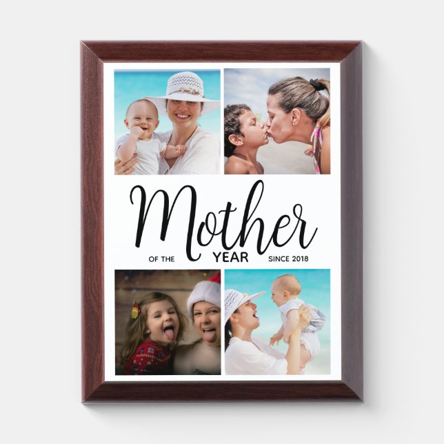 Mothers Day Custom Photo Collage Mother Of Year Award Plaque (Vertical)