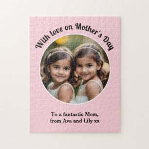 Mothers Day Custom Photo Keepsake Pink Jigsaw Puzzle