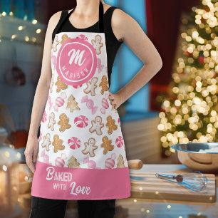 Mother's Day Custom Pink Sugarplums Monogram Apron