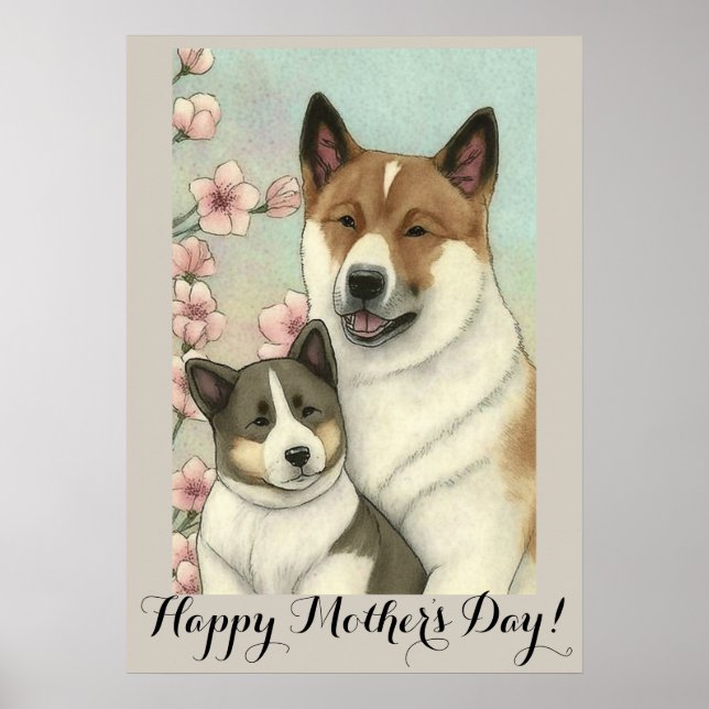 Mothers day Cute Akita inu Dog Mom  Poster (Front)