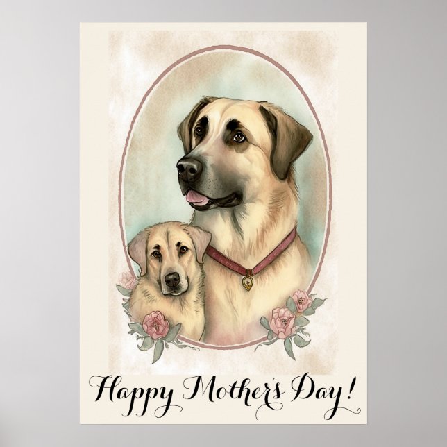 Mothers day Cute Anatolian Shepherd Dog Mom Poster (Front)