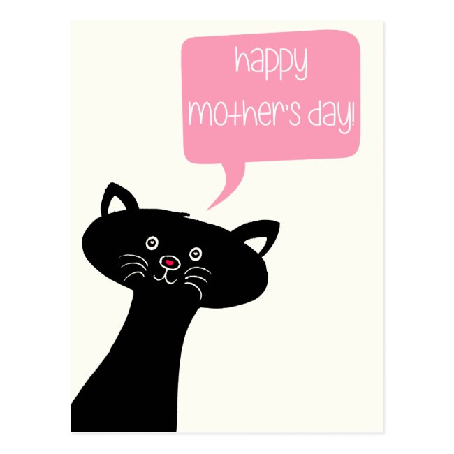 Mother's Day - Cute Black Cat Postcard