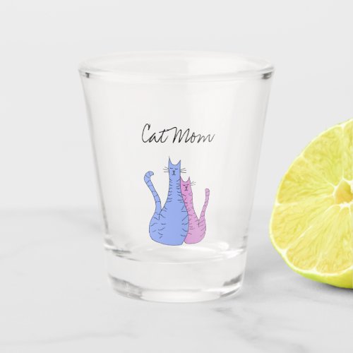 Mothers Day Cute Cats Pink Blue  Shot Glass