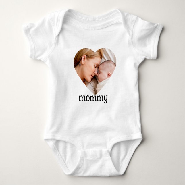 mothers day  cute heart photo  baby bodysuit (Front)