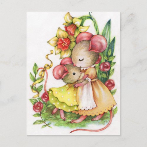 Mother's Day Cute Hug Mouse Mice Postcard