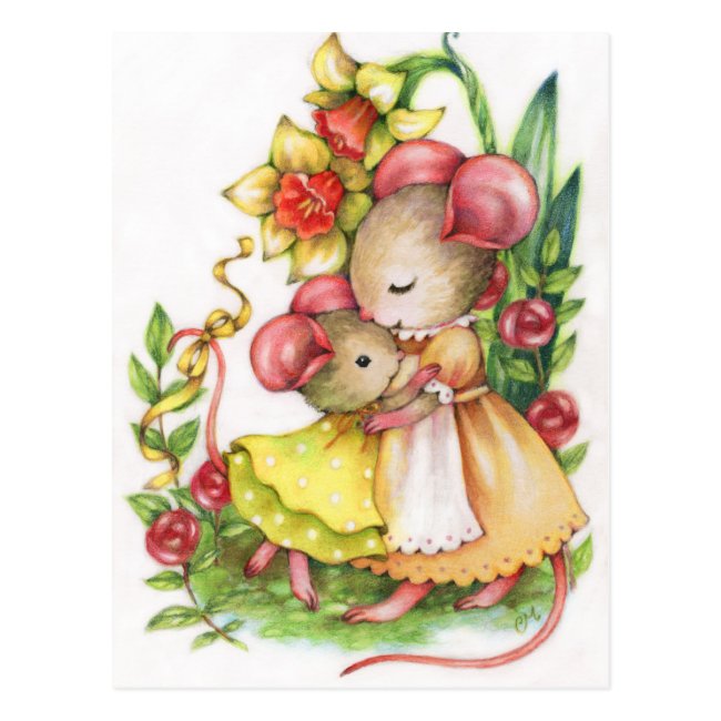 Mother's Day Cute Hug Mouse Mice Postcard