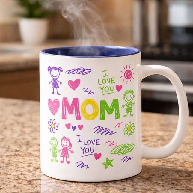 Mother's Day Cute Kid's Doodle Coffee Mug (Creator Uploaded)