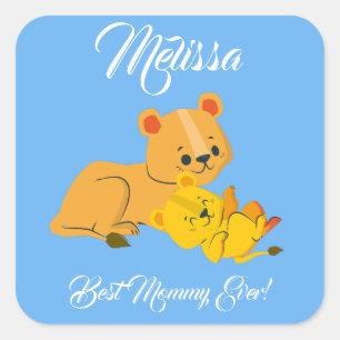 Mother's Day Cute Lions. Square Sticker