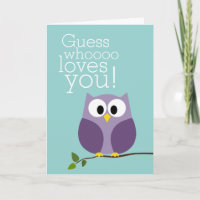 Mothers Day - Cute Owl Guess Who Loves You purple