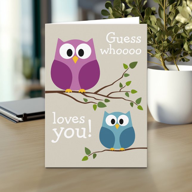 Mothers Day - Cute Owls Card (Personalized Mother's Day Greeting Card)